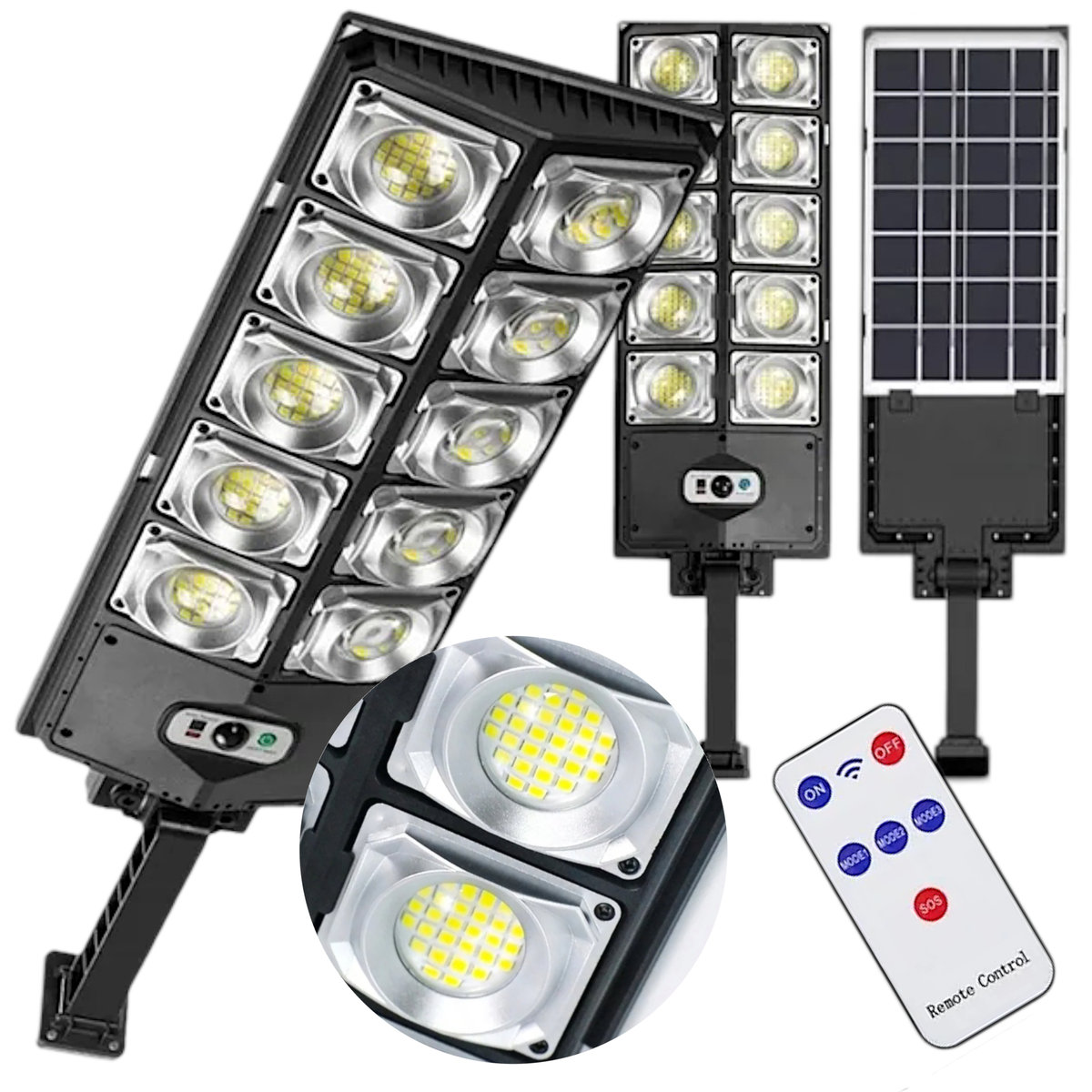 LAMPA SOLARNA OGRODOWA 1000W Z CZUJNIKIEM RUCHU I ZMIERZCHU + PILOT