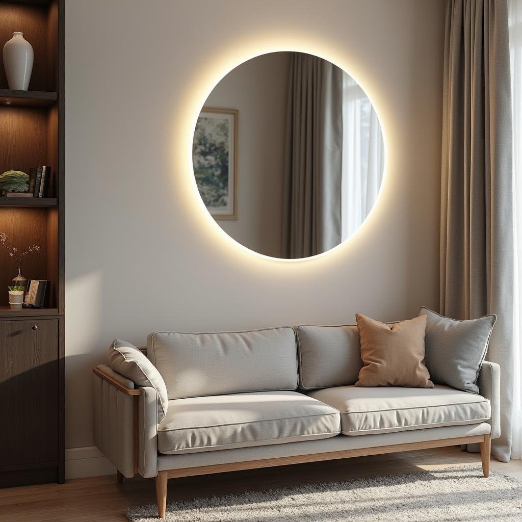LUSTRO LED OKRĄGŁE PODŚWIETLANE ŚCIENNE ŚREDNICA 90 cm IP67 Glass Buster