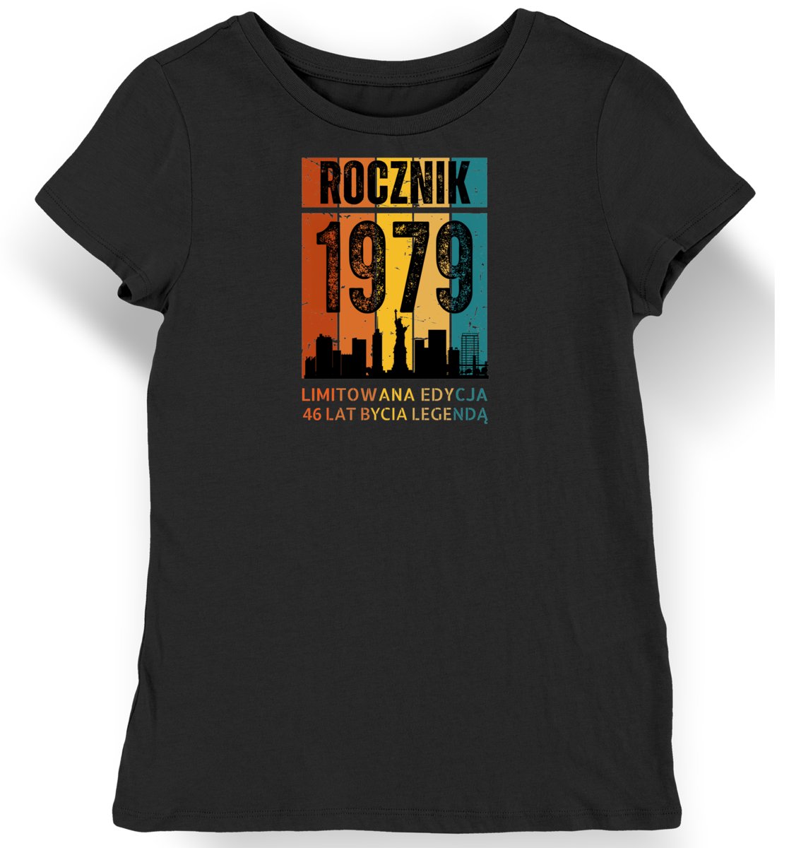 Koszulka damska czarna 1979 urodziny 46 lat prezent L