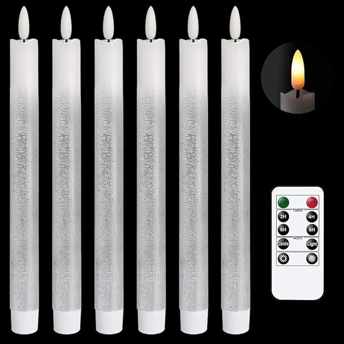 Eldnacele Świąteczne Świece Stożkowe LED Srebrny Gradient pilot 6 szt