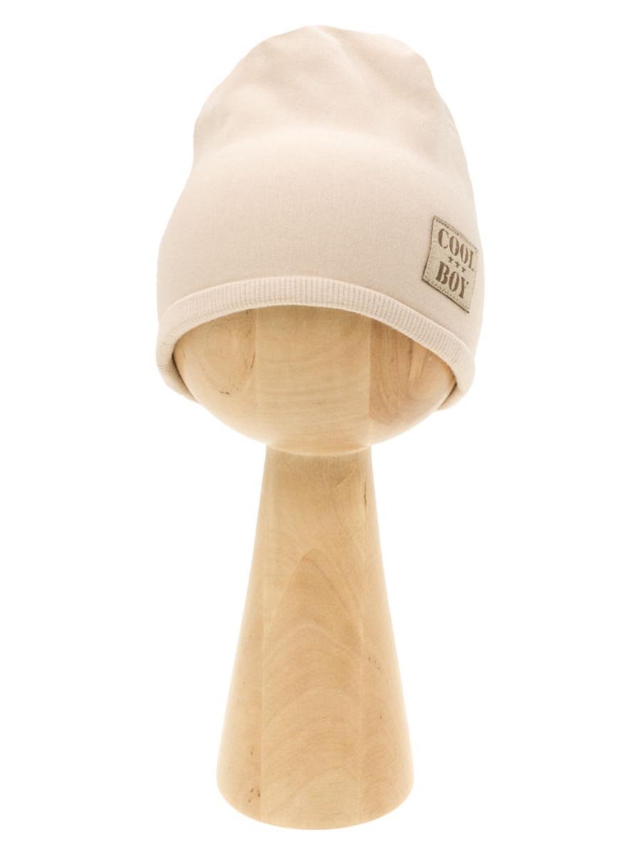 Chłopięca czapka z naszywką beżowa Nicol,r.80/86