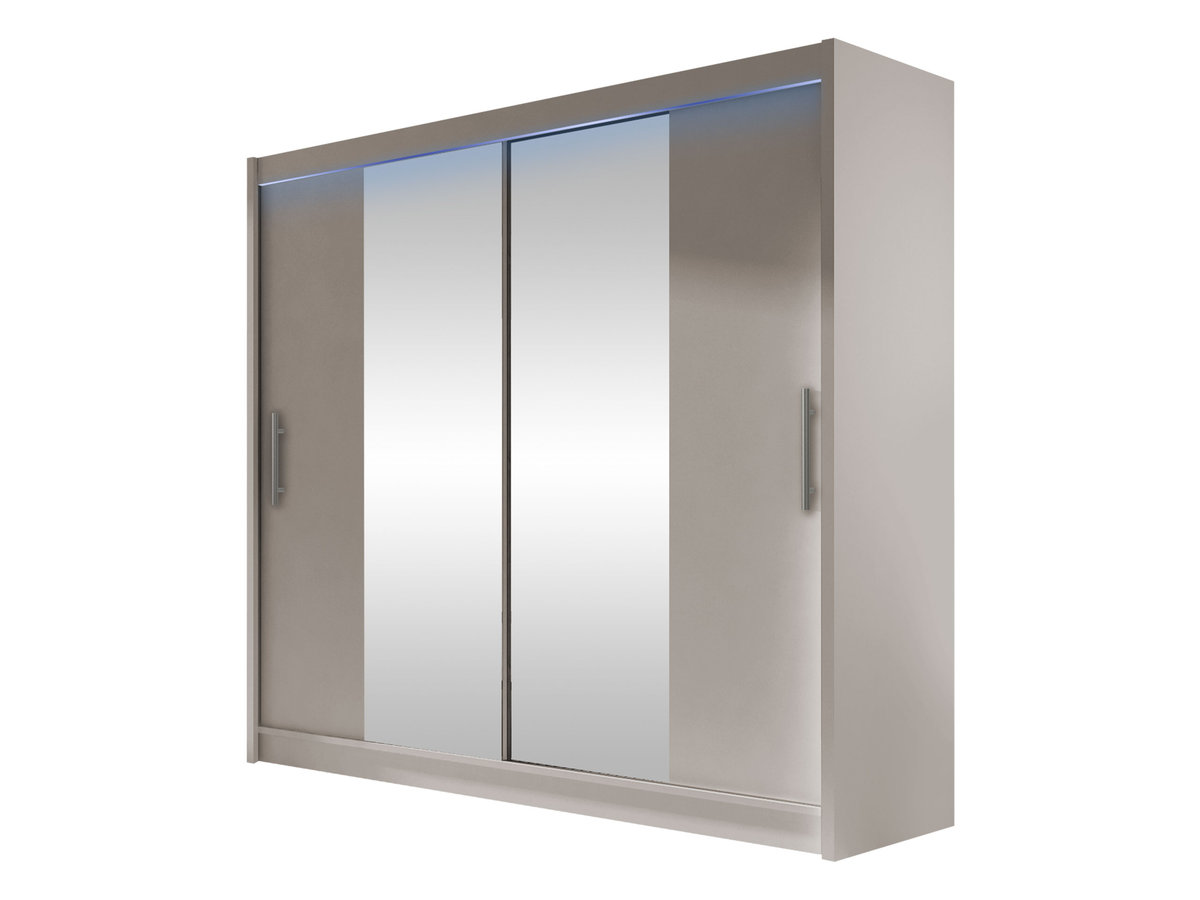 Szafa z drzwiami przesuwnymi London II z oświetleniem RGB, Kaszmir / Lustro