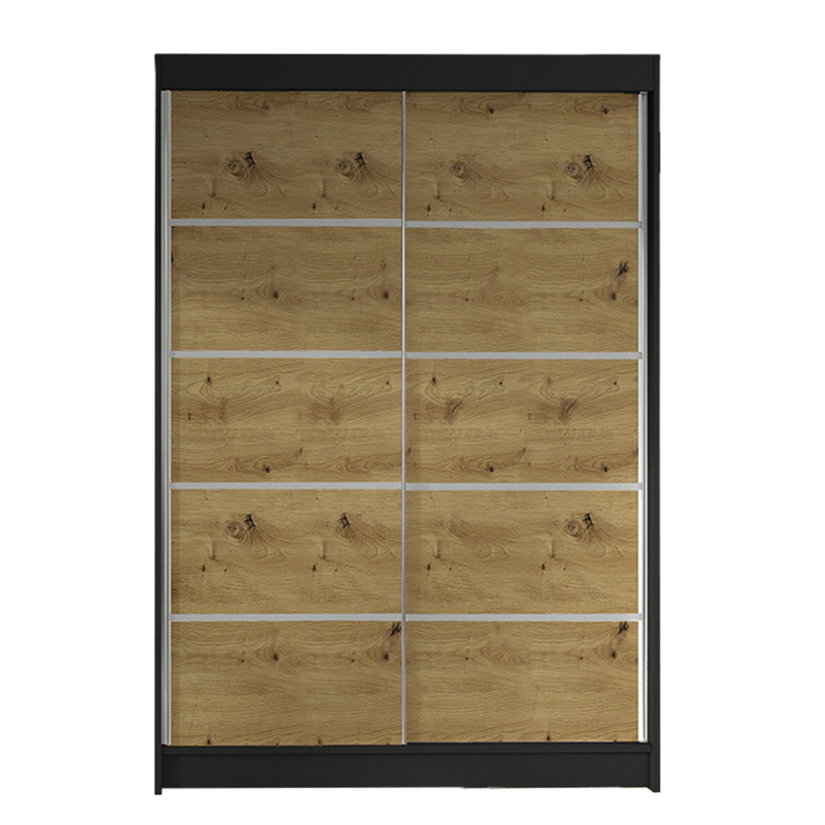 Szafa z drzwiami przesuwnymi Lino IV, Czarny / Dąb Artisan