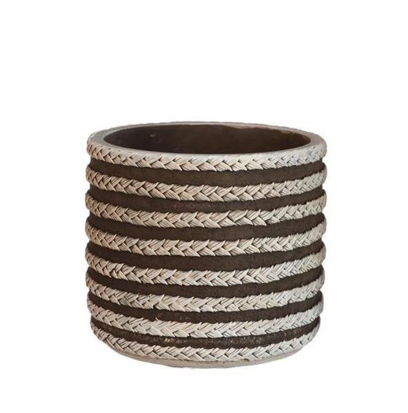 Osłonka doniczka betonowa brązowa do ogrodu boho