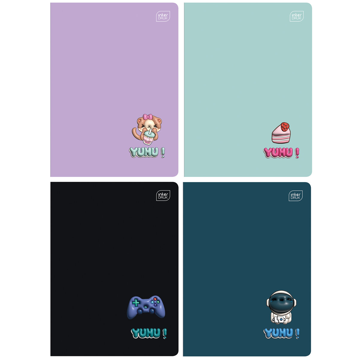 4 X ZESZYT A5, 32 KARTKI, W TRZY LINIE, INTERDRUK YUHU