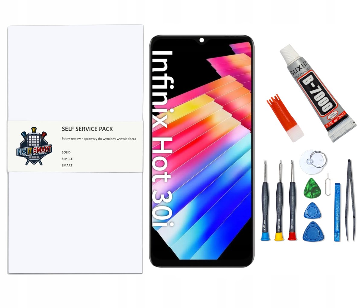 WYŚWIETLACZ EKRAN LCD ZESTAW NAPRAWCZY SAMODZIELNA WYMIANA WYŚWIETLACZA EKRANU INFINIX HOT 30i RAMKA