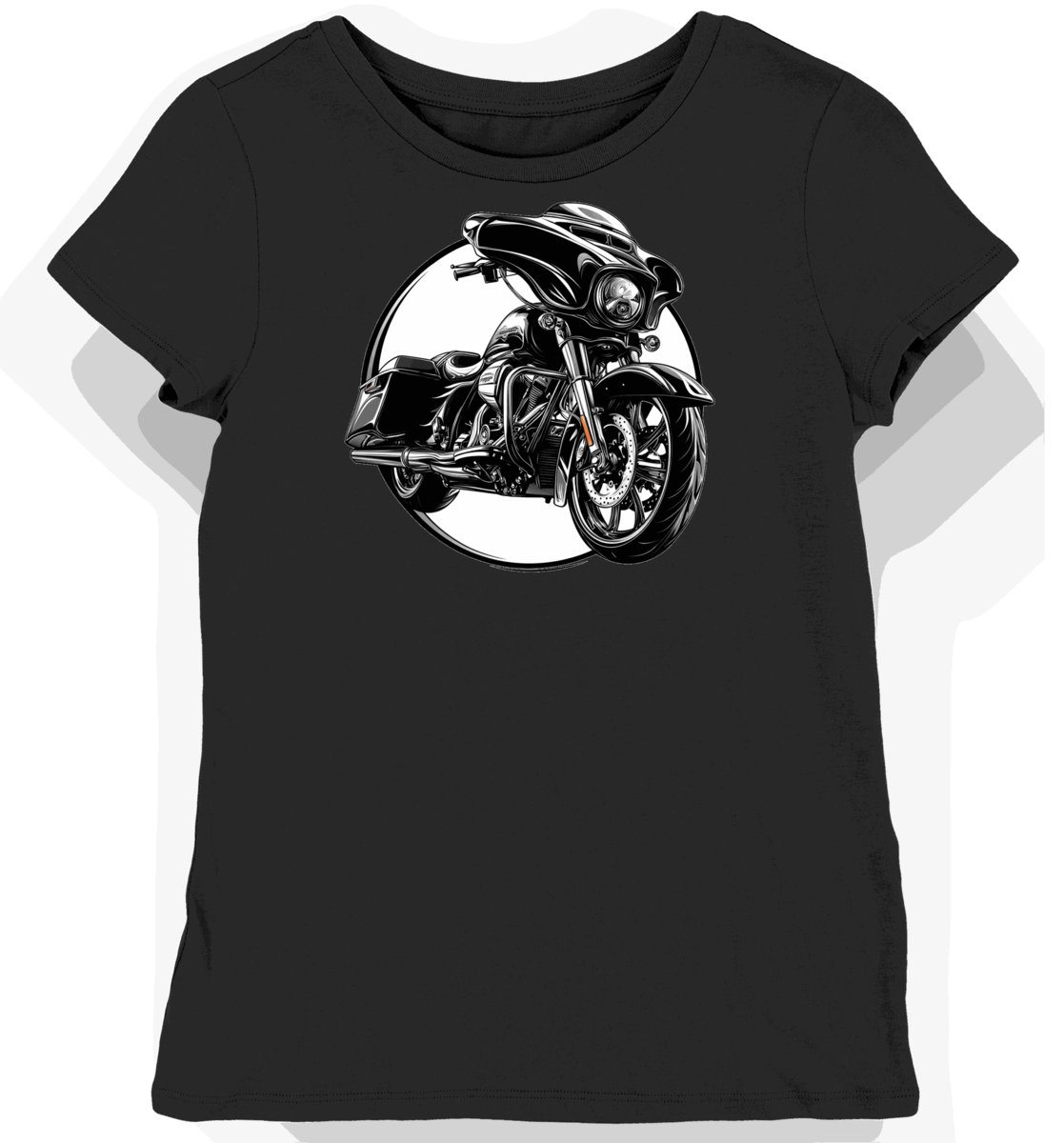 Koszulka damska czarna z motywem eleganckiego motocykla XXL