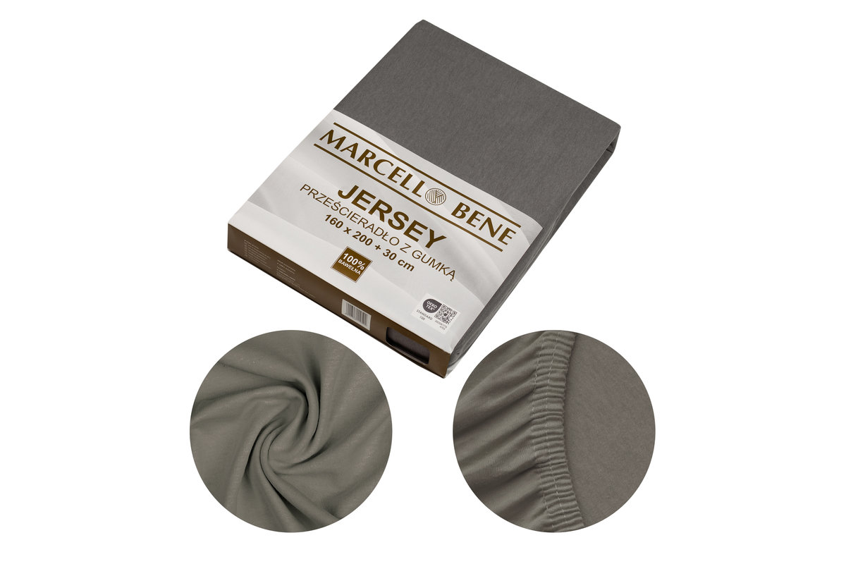 Marcell Bene Prześcieradło MB Jersey 140x200+30cm c.szary