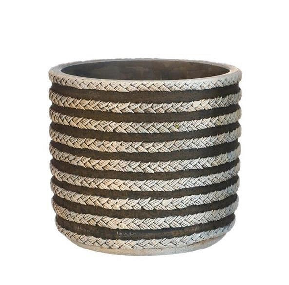 Osłonka doniczka betonowa brązowa do ogrodu boho