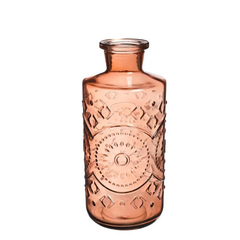 Wazon szklany butelka mahoń świecznik 21 cm ozdoba