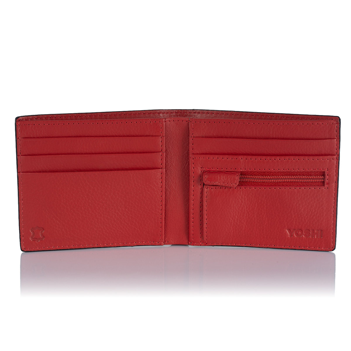 Dwukolorowy skórzany portfel męski Yoshi Y2378 z RFID - czerwony