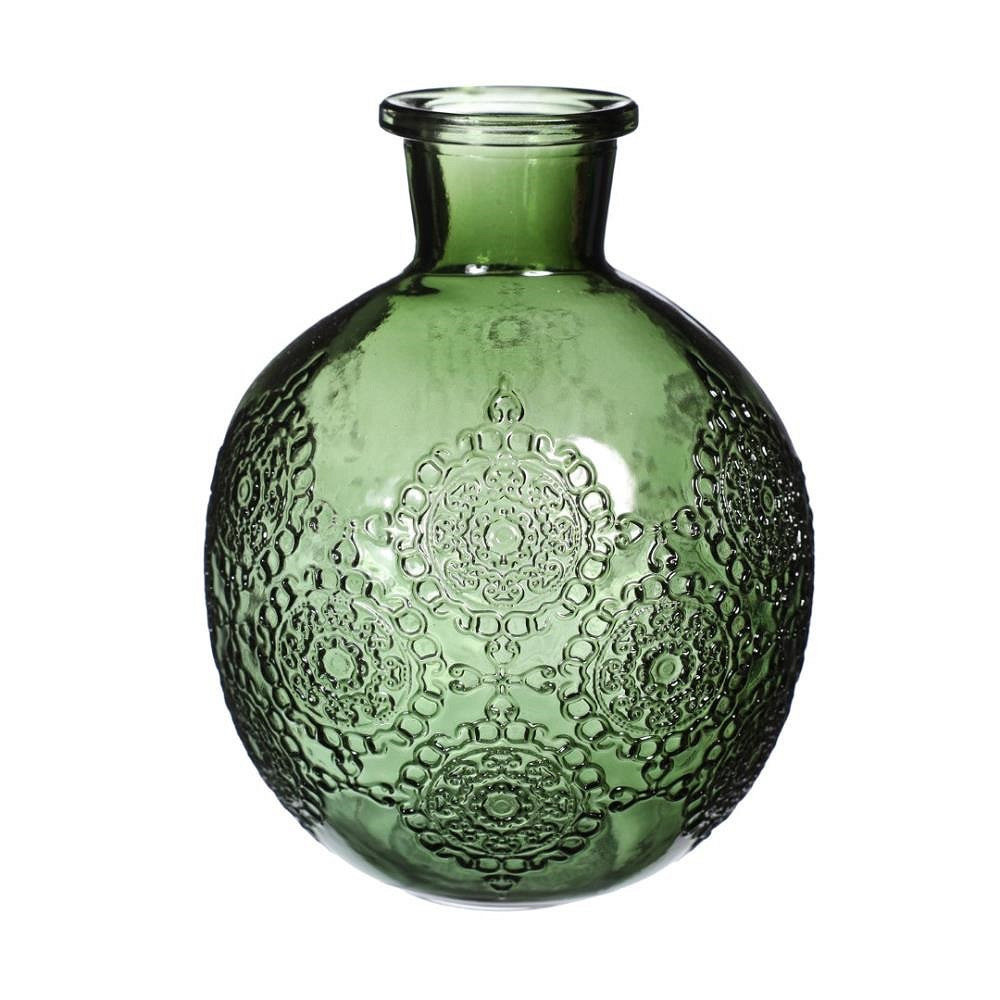 Butelka wazon szklany zielony w kształcie kuli