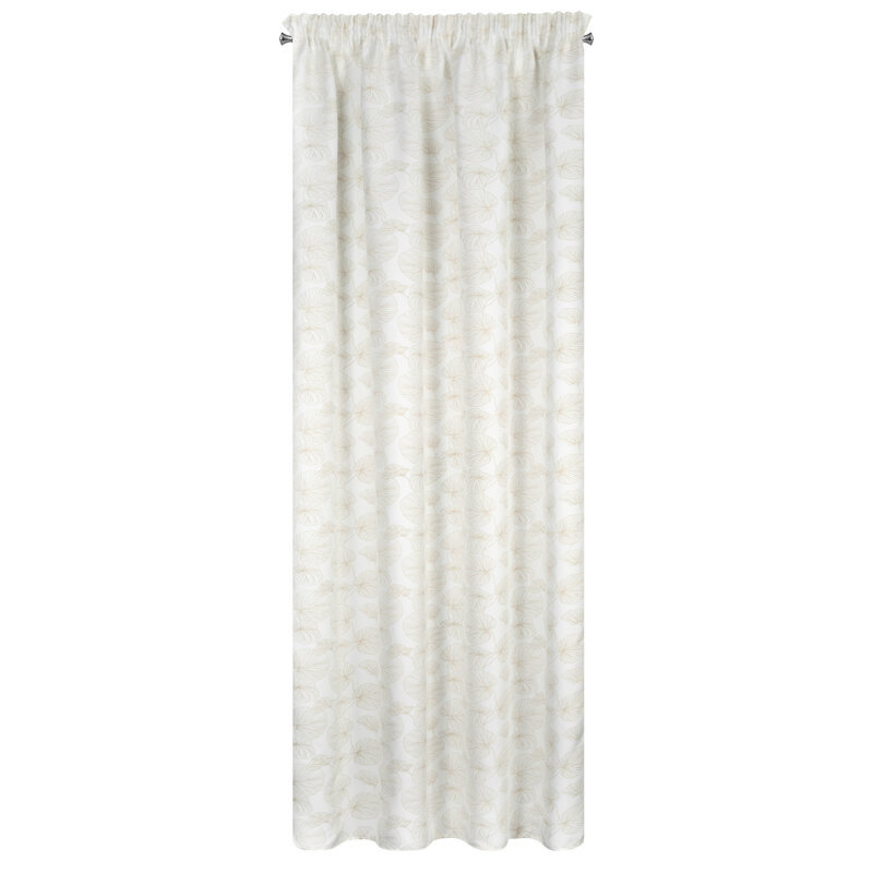 Zasłona 140x300 Marigold biała złota liście zaciemniająca gotowa na taśmie