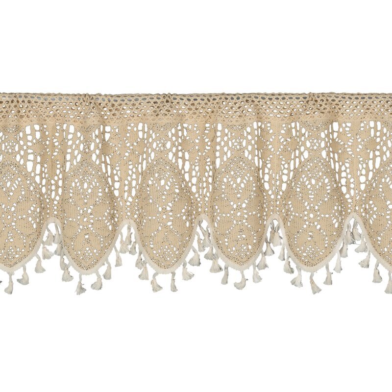 Zazdrostka 30x150 Moly beżowa jasna z ażurowym kwiatowym wzorem gotowa na tunelu