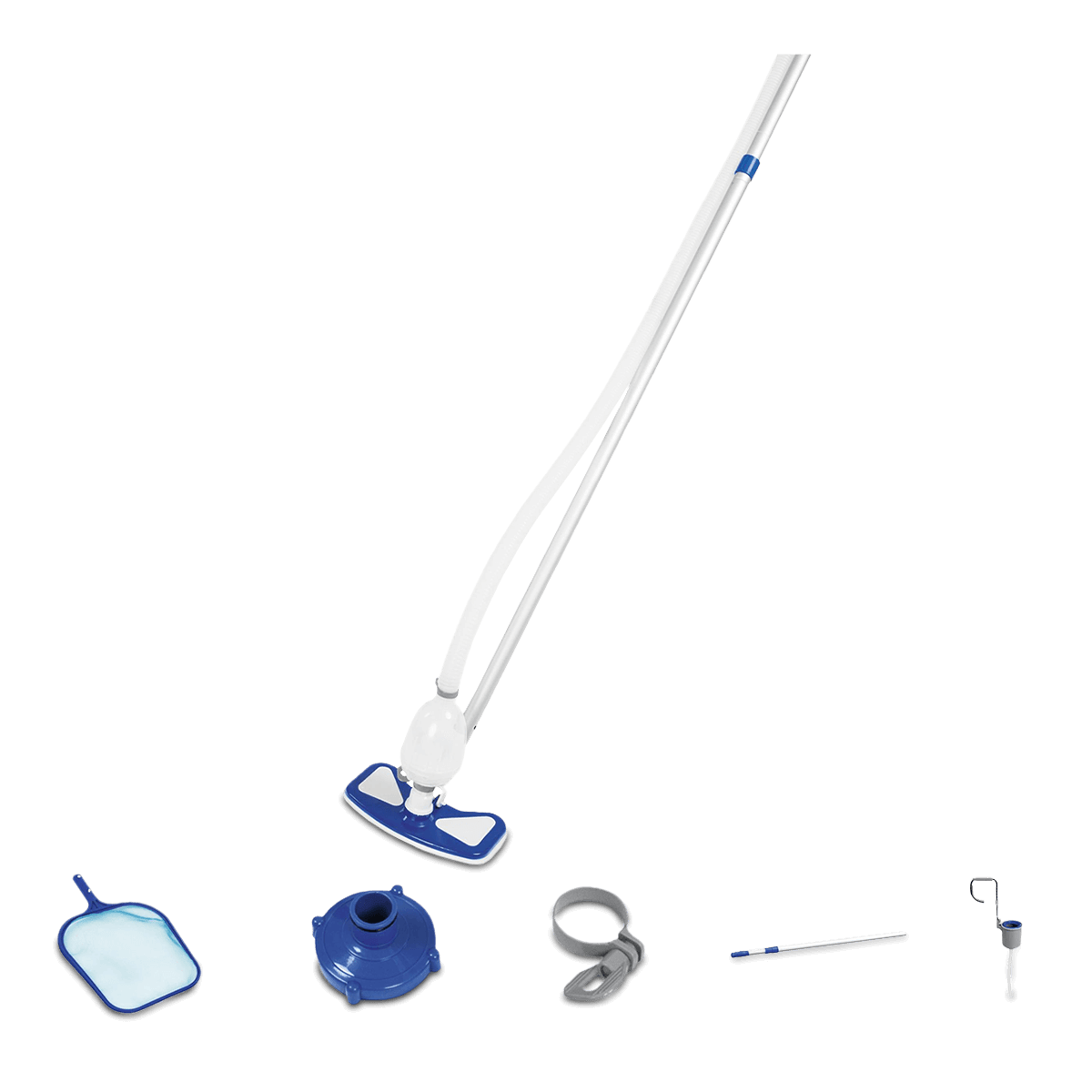 Bestway 58237-19 Flowclear Deluxe zestaw do konserwacji, zestaw do czyszczenia ze skimmerem, odkurzacz do basenu, podbierak, wielokolorowy 36014-19