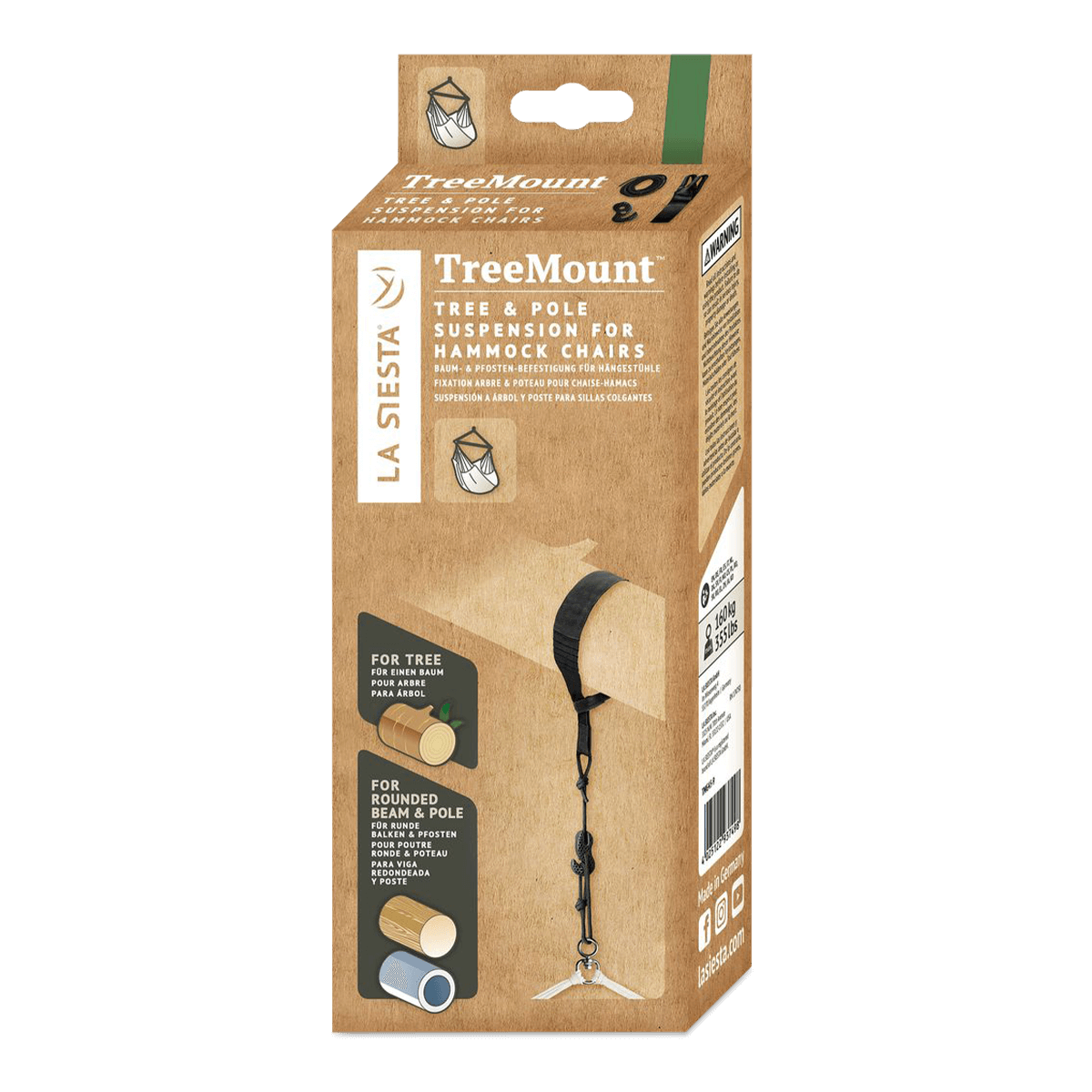 Siesta La Zestaw mocujący do leżaka hamakowego LA TreeMount Black, czarny