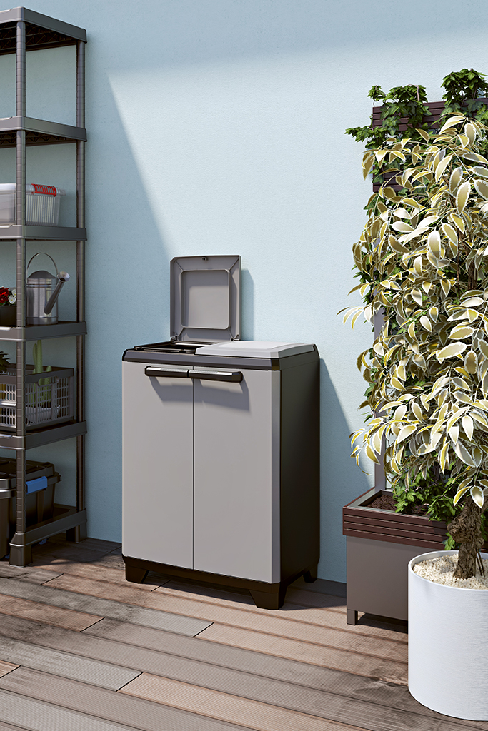 ABM Keter 9735000 Premium szafka z recyklingu do segregacji śmieci, szara