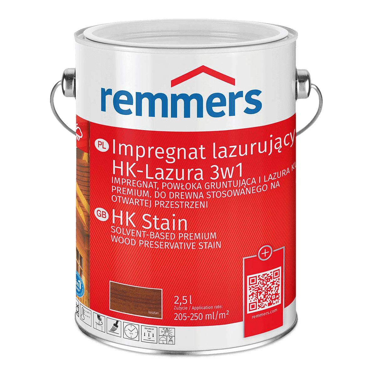 REMMERS Impregnat lazura HK-Lazura 3w1 kasztan 2,5l