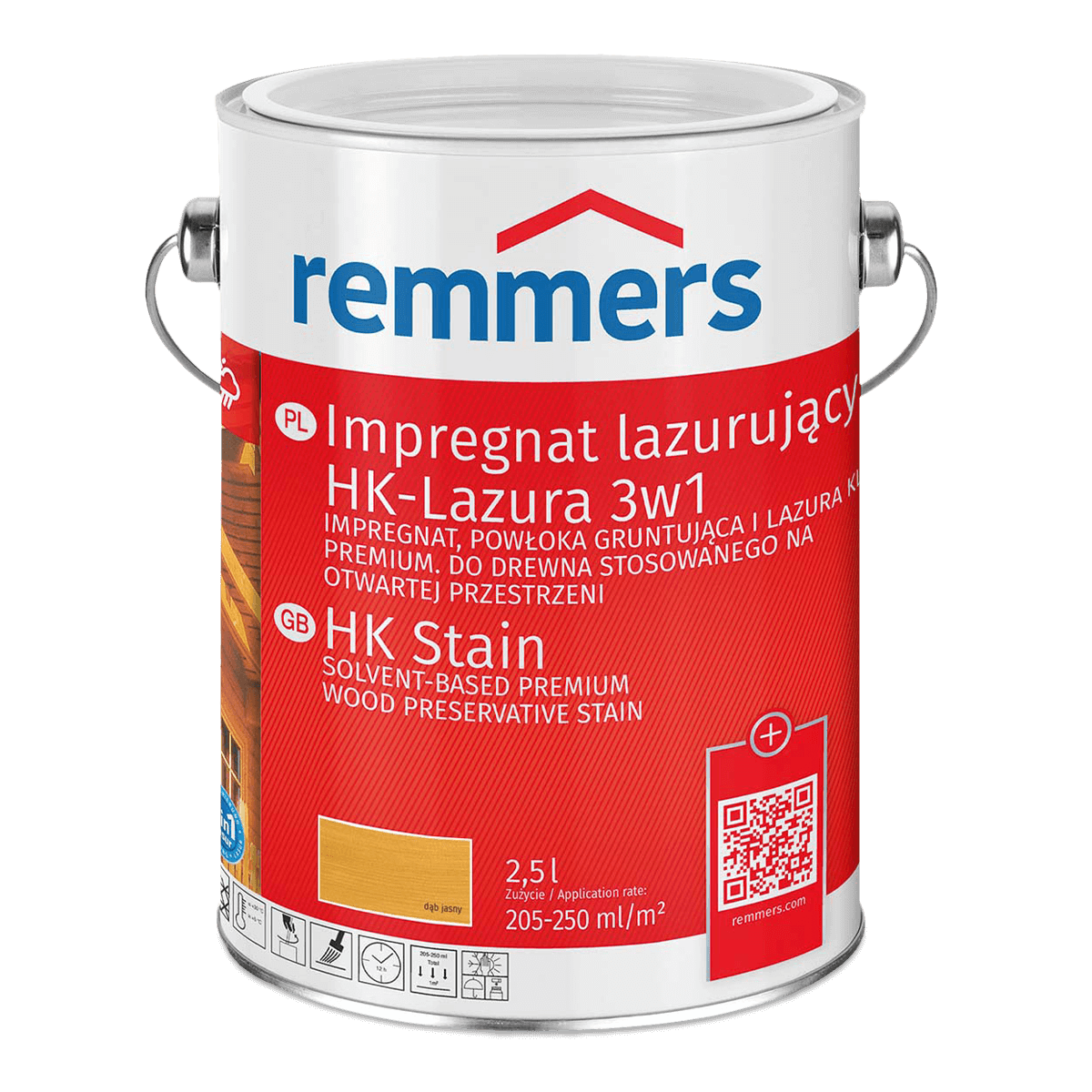 REMMERS Impregnat lazurujący do drewna HK-LAZURA 3w1 dąb jasny 2,5l