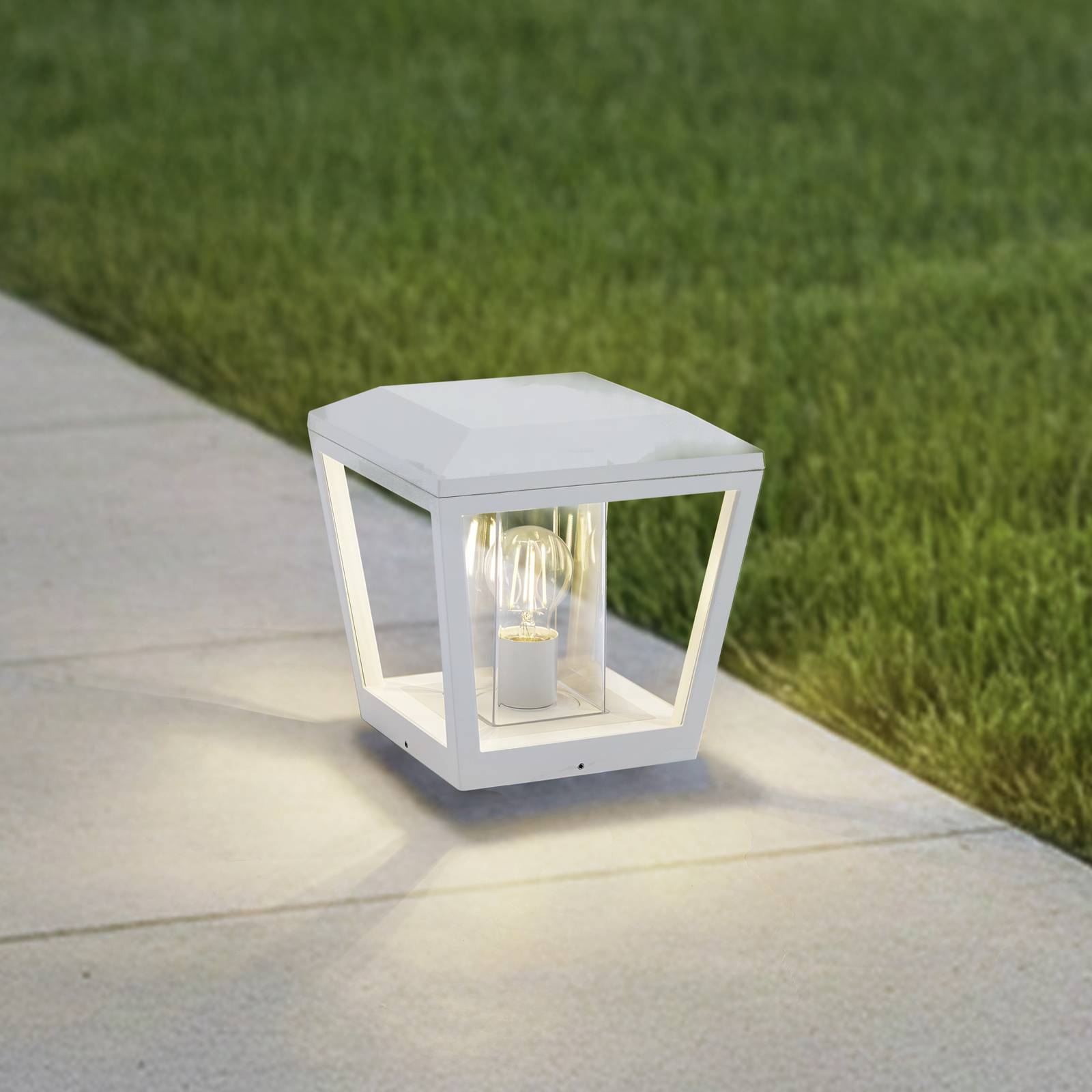 Lucande Dunia słupek oświetleniowy, biały, metal, 24cm, E27