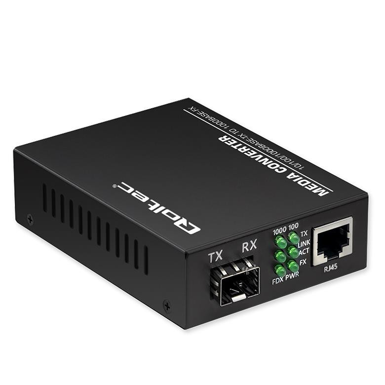 Switch niezarządzalny qoltec dwukierunkowy media konwerter 1x rj45 1x sfp 1000mb/s 5v