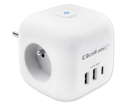 Qoltec Kostka zasilająca przedłużacz 6w1 3x AC/2x USB/1x USB-C