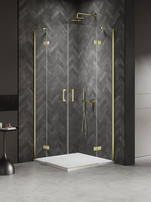 Kabina prysznicowa drzwi podwójne kolor złoty połysk 90x90 cm K-4556 New Trendy Nesta Light Gold