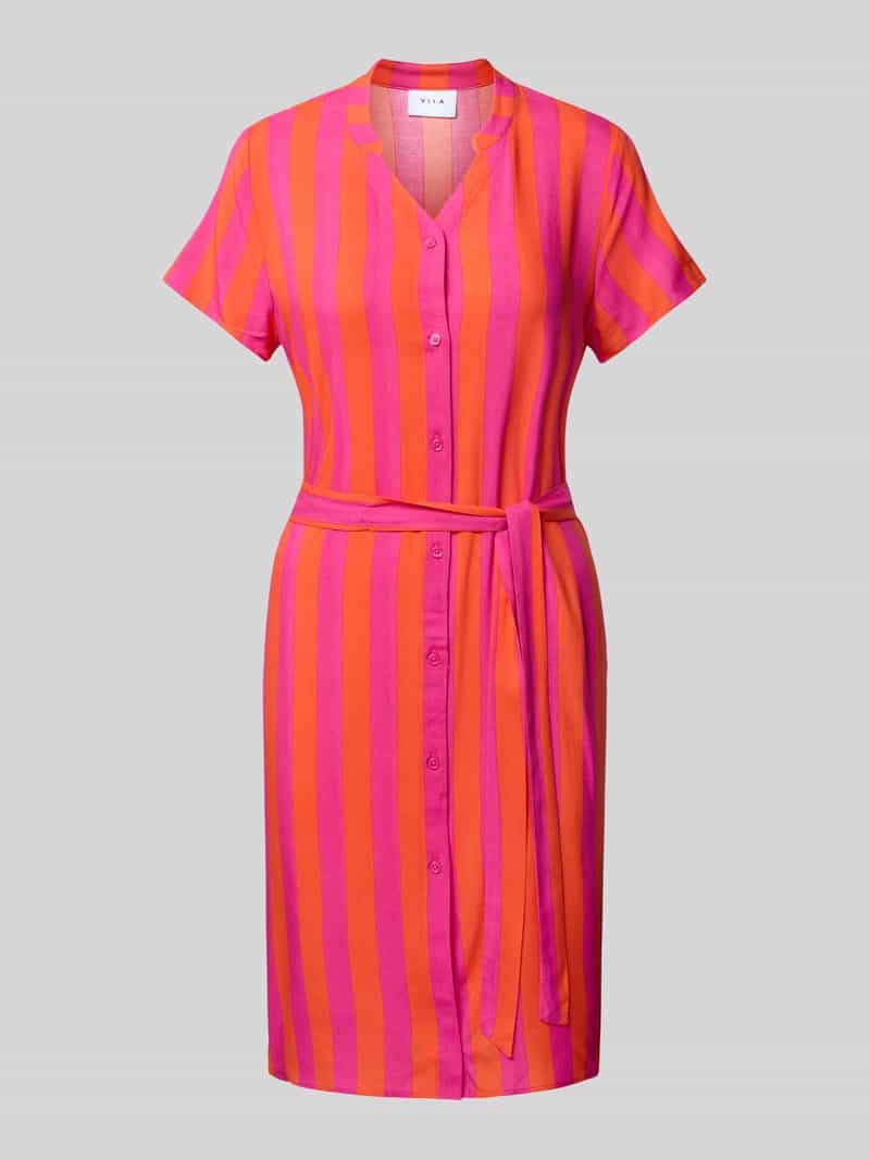 Sukienka o długości do kolan z wiskozy z wiązanym paskiem