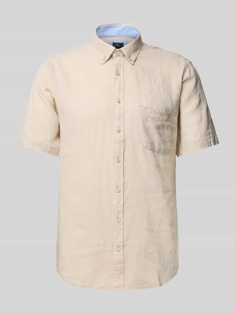Koszula casualowa o kroju regular fit z mieszanki lnu i bawełny