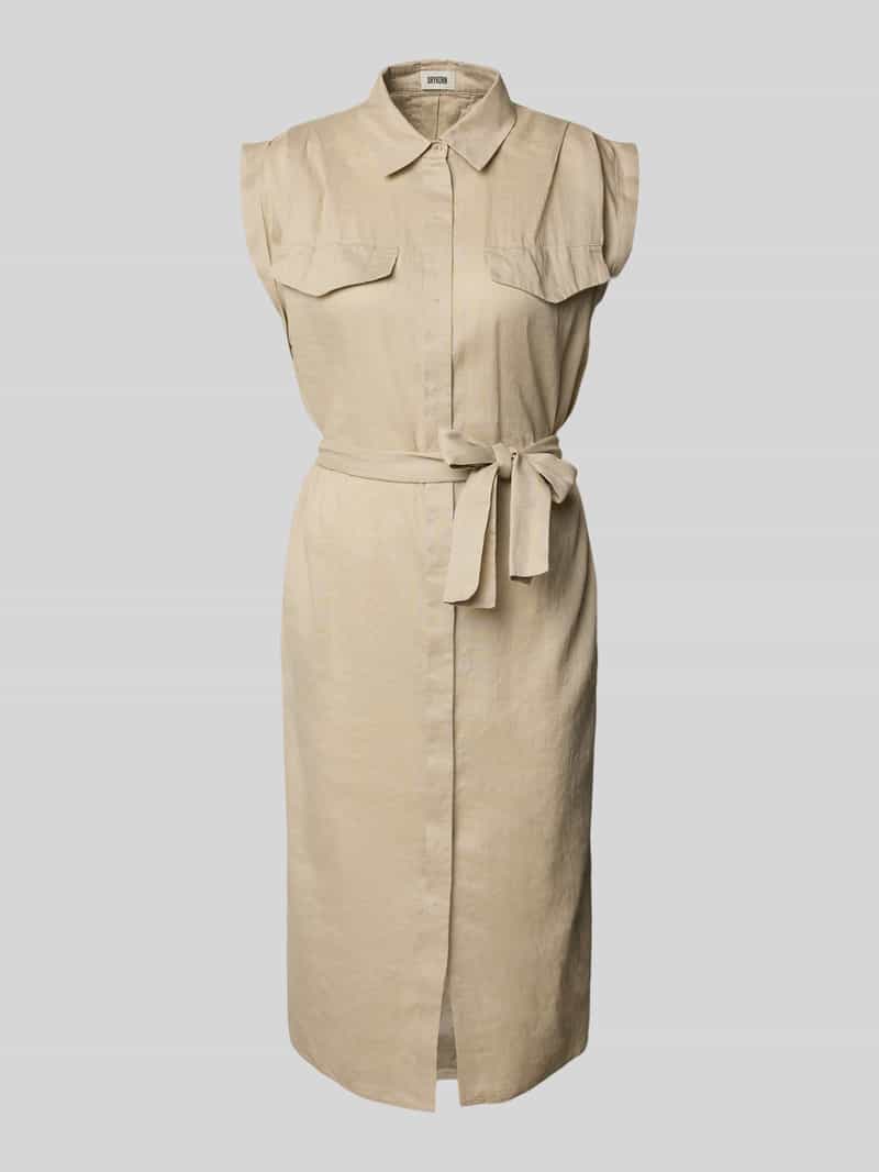 Sukienka lniana z kołnierzykiem koszulowym model ‘BEKIME’