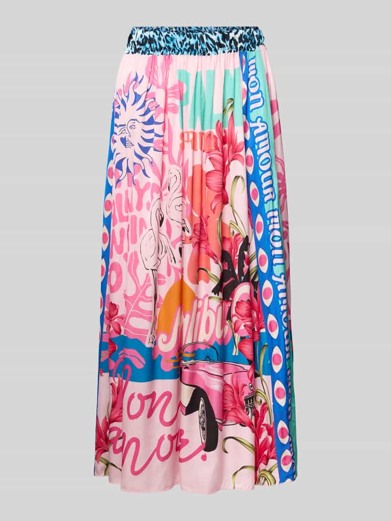 Spódnica midi z wiskozy z elastycznym pasem