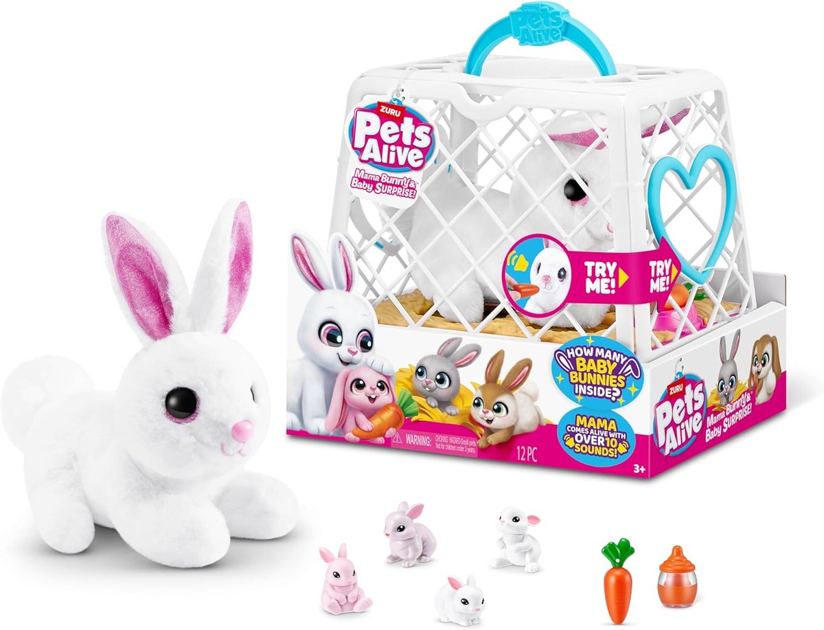 Zuru Pets Alive Interaktywny Królik mama Surprise z króliczkami + AKCESORIA