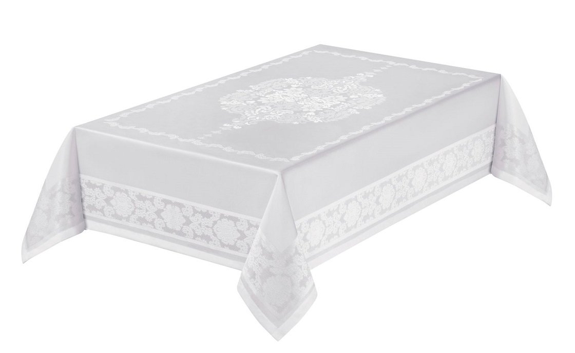 Obrus plamoodporny teflonowany elegancki 140x300 Atena biały