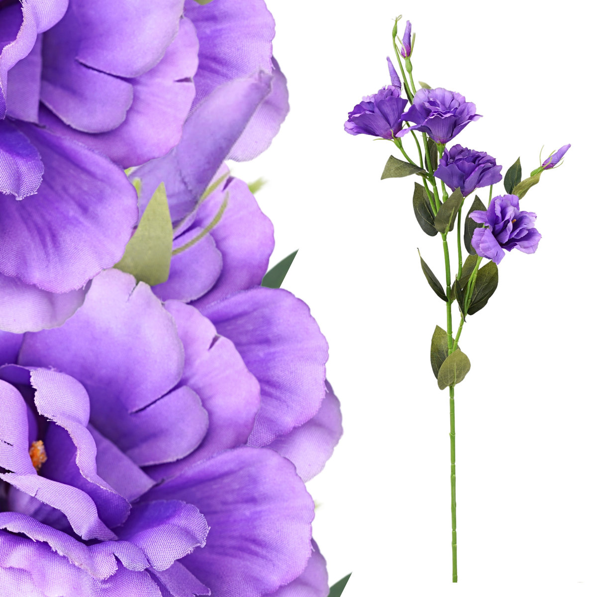 SZTUCZNY KWIAT EUSTOMA 80cm FIOLETOWY DEKORACYJNA OZDOBA PIK STROIK XXL