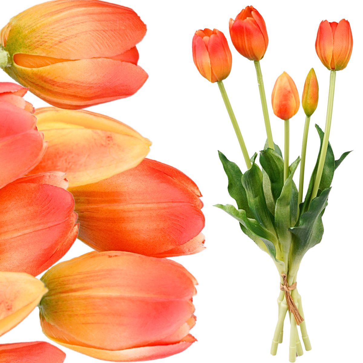 TULIPANY SILIKONOWE BUKIET SZTUCZNYCH KWIATÓW JAK ŻYWE GUMOWE 39 cm DUŻE