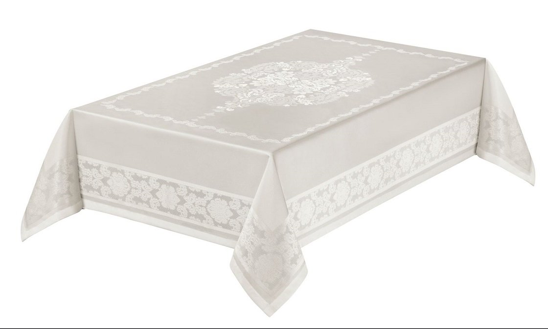 Obrus plamoodporny teflonowany elegancki 140x200 Atena kremowy