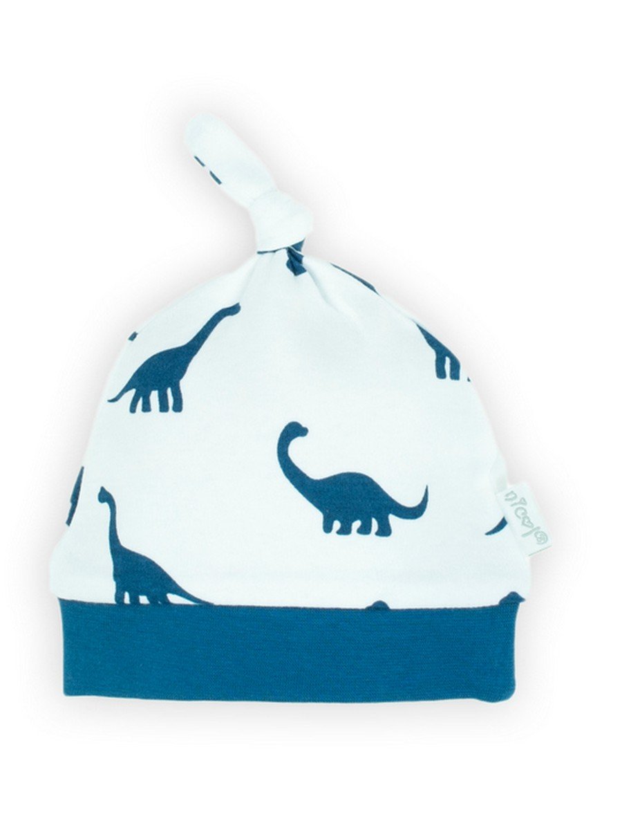 Niemowlęca czapka w dinozaury biała Nicol,r.68