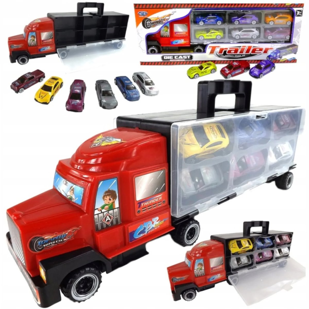 METALOWE AUTA CIĘŻARÓWKA Z AUTAMI LAWETA