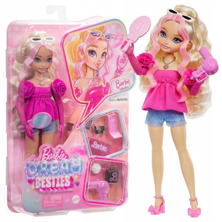 BARBIE DREAM BESTIES LALKA MODOWA MALIBU KOSMETYCZKA MAKIJAŻ FRYZURA 3+