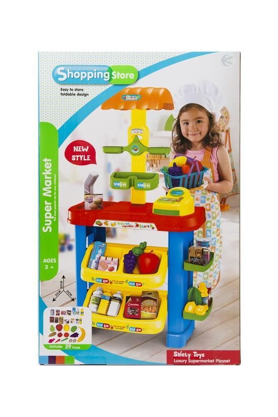 KOLOROWY SUPERMARKET Z KASĄ, CZYTNIKIEM CEN I WAGĄ