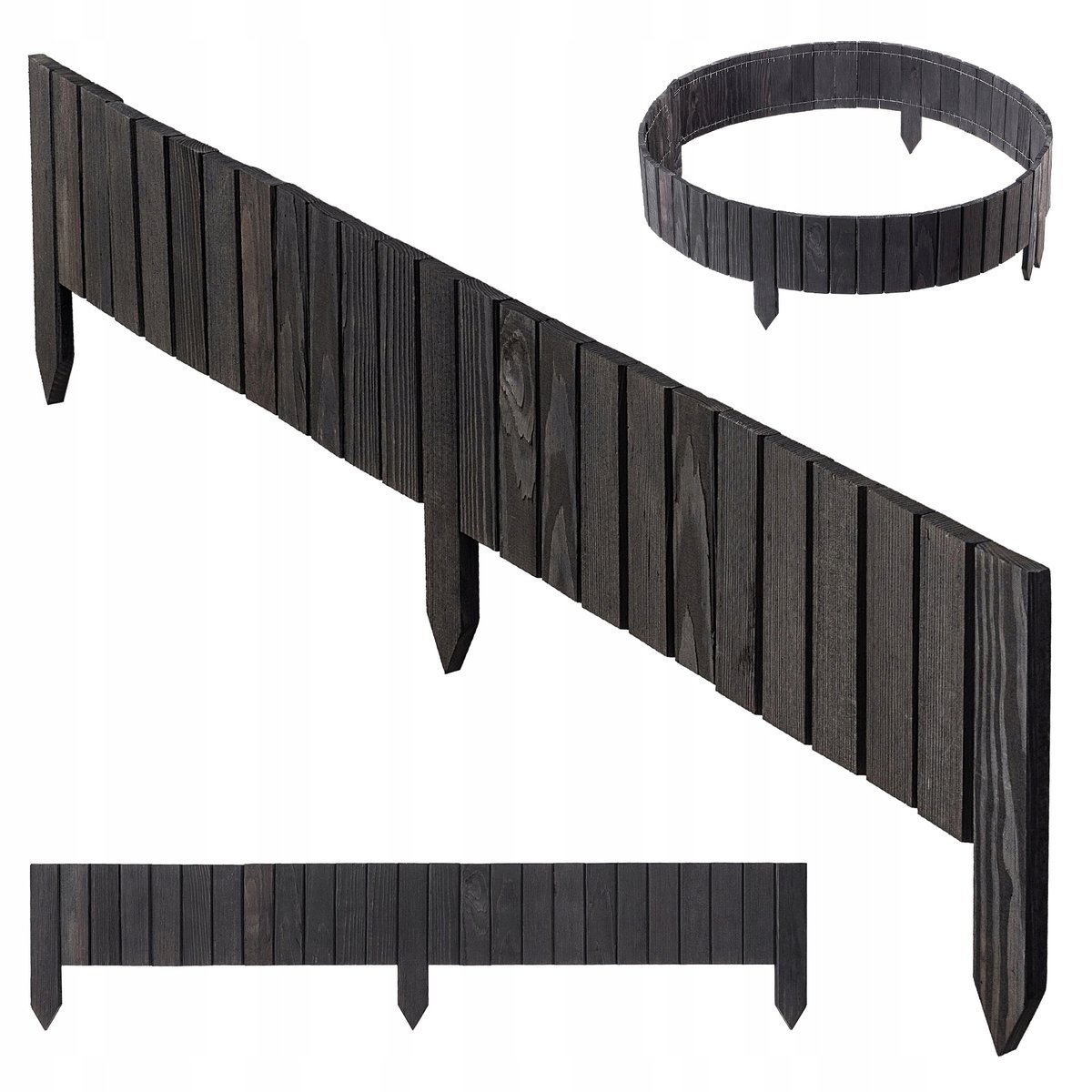 OBRZEŻE PALISADA OGRODOWA PŁOTEK DREWNIANY TRAWNIKOWY WBIJANY SZARY 15x116