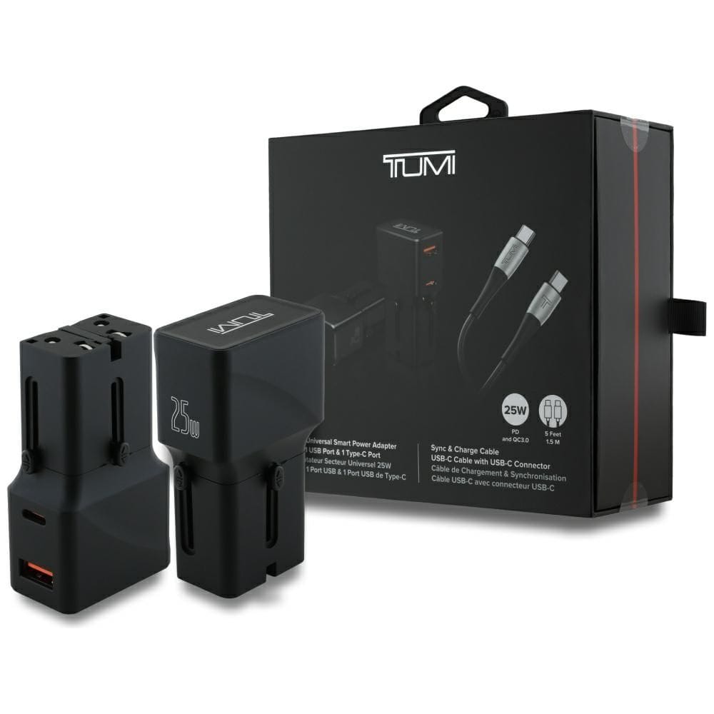 Ładowarka sieciowa TUMI Travel Adapter 25W USB-C / USB-A + Kabel USB-C/USB-C czarny