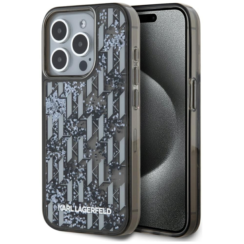 Etui Karl Lagerfeld Liquide Glitter Monogram Gradient do iPhone 15 Pro Max czarny