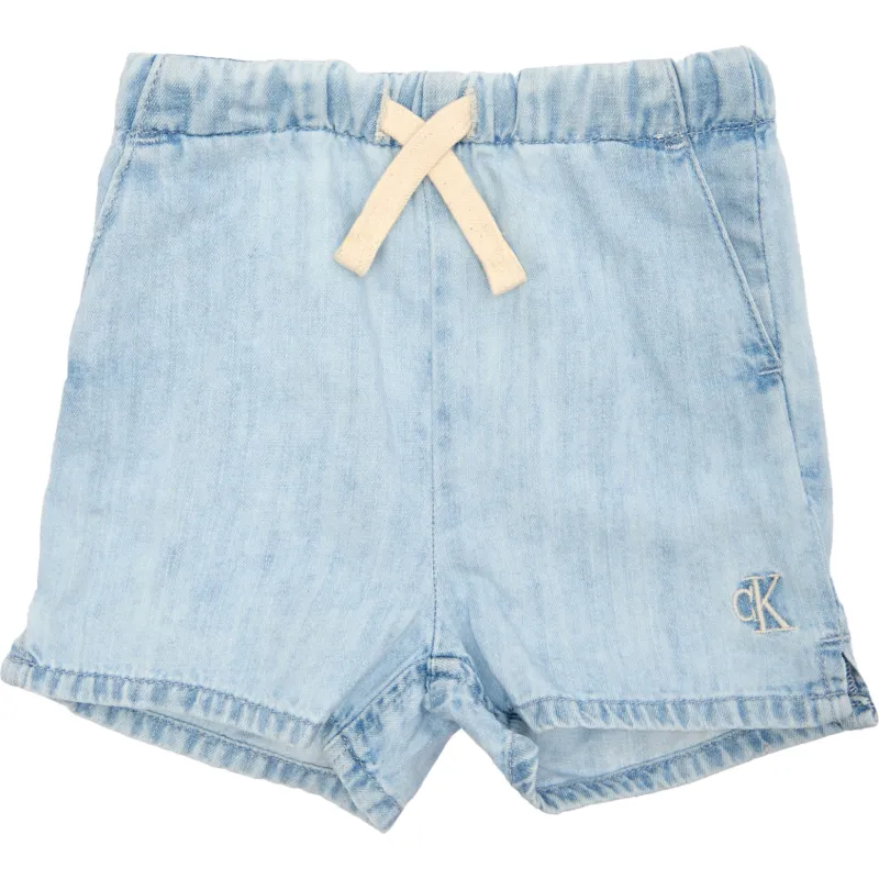 Calvin Klein Jeans Jeansowe szorty Regular Fit z dodatkiem lnu