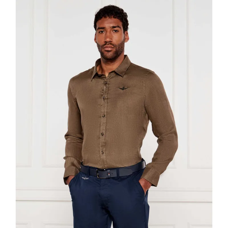 Aeronautica Militare Lniana koszula Regular Fit