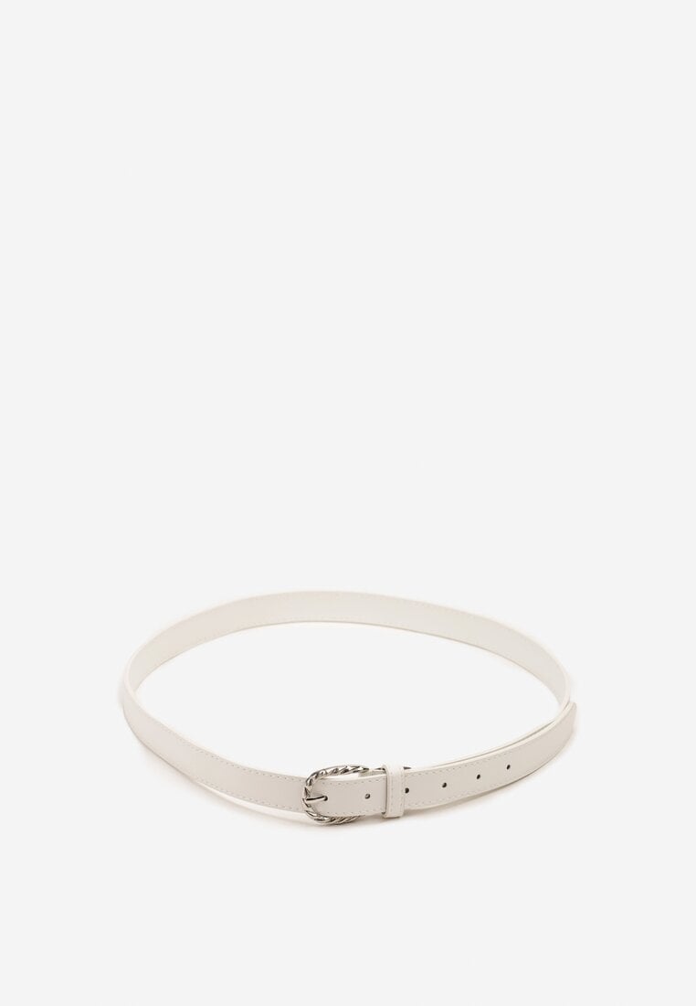 Biały Pasek z Metaliczną Klamrą Filessa