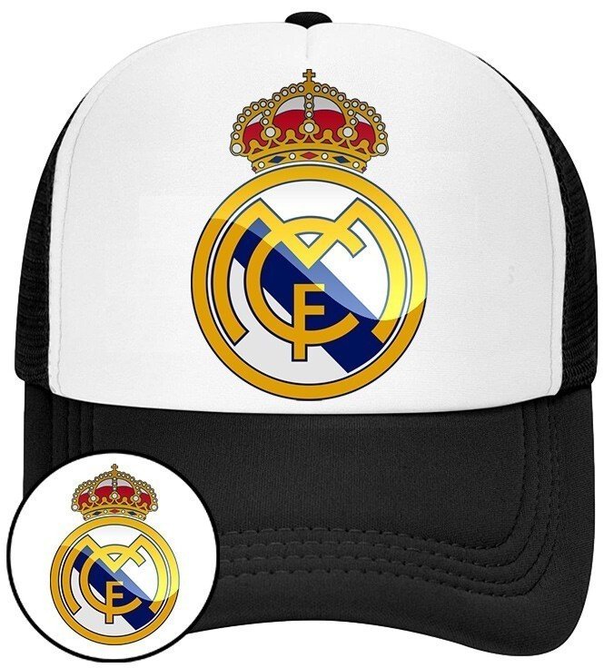 Czapka z Daszkiem Real Madryt Czarna z Nadrukiem Siatka Bejsbolówka