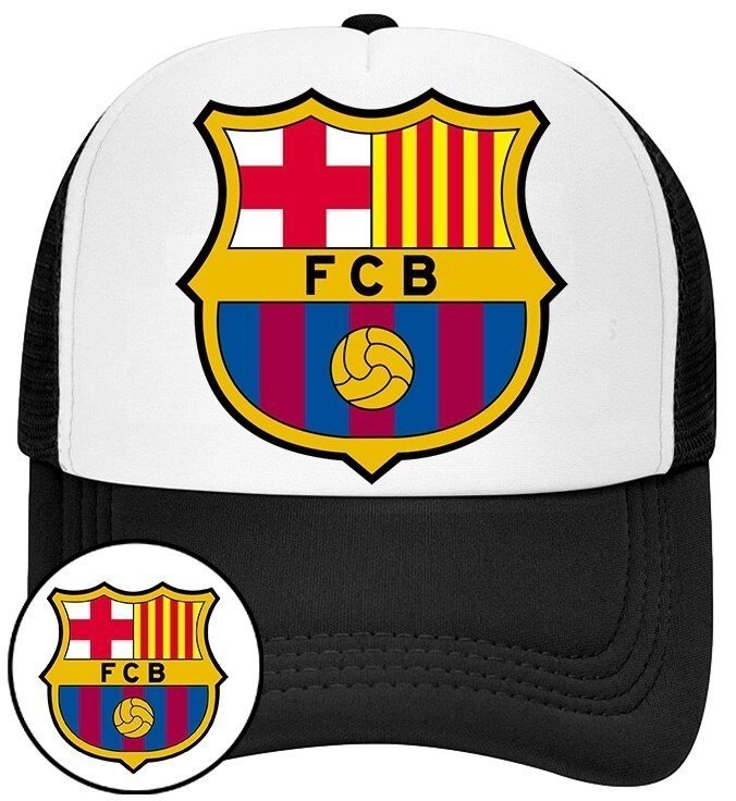 Czapka z Daszkiem Barcelona Czarna z Nadrukiem Siatka Bejsbolówka