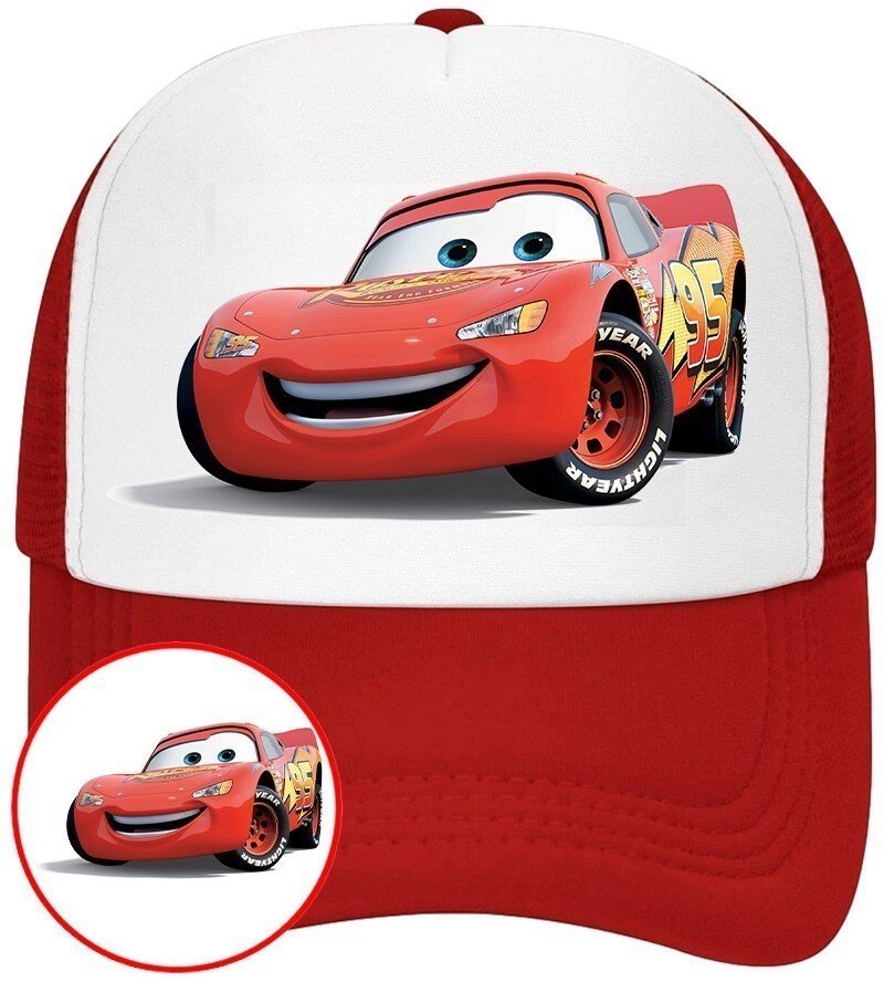 Czapka z Daszkiem Auta Czerwona z Nadrukiem Lato Siatka Bejsbolówka