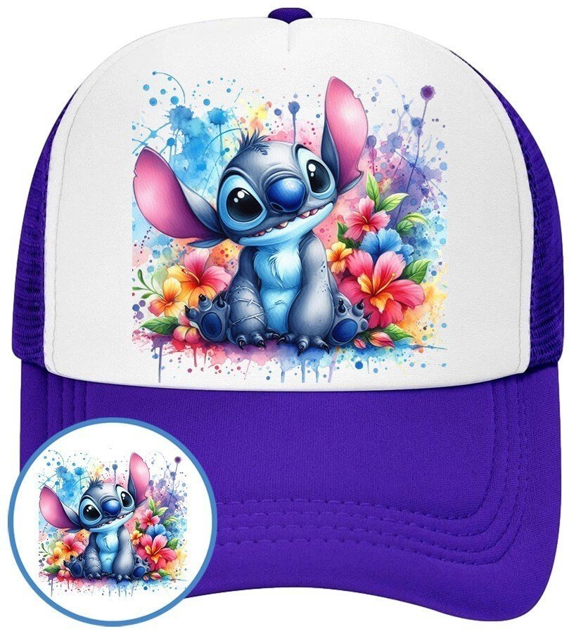 Czapka z Daszkiem Lilo i Stich Niebieska z Nadrukiem Na Lato Siatka Bejsbolówka